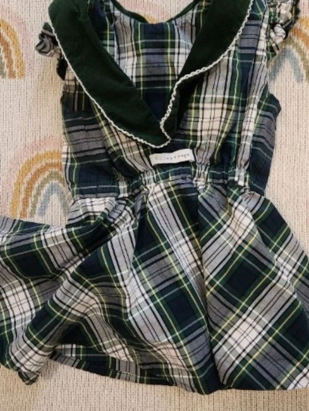 Holley & sage 2t handmade USA small shop Christmas plaid outfit set smocked